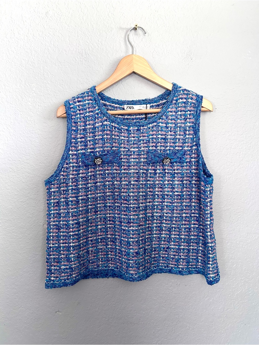 NWOT Zara Tweed Knit Sleeveless Top